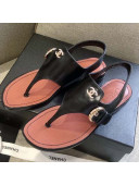 Chanel Calfskin Buckle Thong Sandals Black 2021