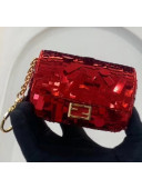 Fendi NANO BAGUETTE Charm Bag in Red Sequin 2020