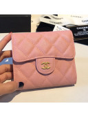 Chanel Three Folds Classic Small Flap Wallet A81900 Light Pink