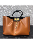 Valentino Large VCASE Grainy Calfskin Shopping Tote Bag Brown 2021