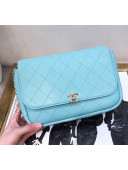 Chanel Large Quilting Lambskin Chain Flap Bag AS0138 Light Blue 2019