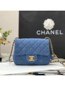 Chanel Denim Mini Sqaure Flap Bag with Ball AS1786 Dark Blue 2022 32