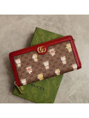 Doraemon x Gucci GG Canvas Zip Around Wallet 647787 Red/Yellow 2021