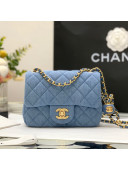 Chanel Denim Mini Sqaure Flap Bag with Ball AS1786 Light Blue 2022 31