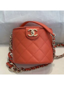 Chanel Quilted Lambskin Chain Round Vanity Case AS1355 Orange 2019