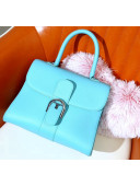 Delvaux Brillant MM Rodéo Grainy Calfskin Bag Turquoise Blue 2020