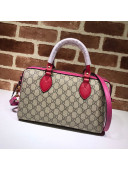 Gucci GG Canvas Boston Bag 409529 Pink Leather 