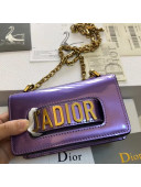 Dior Mini J'adior Flap Bag In Metallic Mirror Calfskin Purple Summer 2018