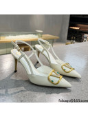 Valentino VLOGO SIGNATURE Calfskin Slingback Pump with 8cm Heel White 2022