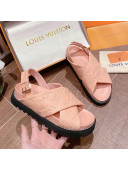 Louis Vuitton Paseo Flat Comfort Crossover Monogram Leather Sandals Pink 2022