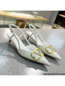 Valentino VLOGO SIGNATURE Calfskin Slingback Pump with 4cm Heel White 2022