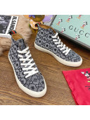 Gucci GG Star Bee Canvas High top Sneakers Grey/Black 2020 (For Women and Men)