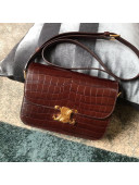 Celine Medium Rriomphe Bag in Crocodile Leather Brown Caramel 2019