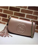 Gucci 336752 Soho Tassel Leather Chain Shoulder Bag Rosy Gold