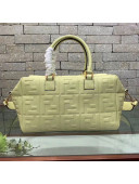 Fendi Lambskin FF Square-shaped Small Boston Top Handle Bag Light Yellow 2019