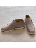 Loro Piana High-top Suede Flat Loafers Grey 2021 1118132