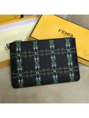 Fendi Roma Calfskin Print Clutch Green/Black 2019