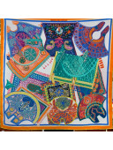 Hermes Saddle Pad Print Twilly Silk Square Scarf 90x90cm Orange 2021