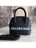 Balen...ga Logo Grained Calfskin Small Ville Top Handle Bag XXS Black 2018