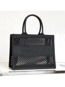 Dior Large Book Tote Bag in Black Mesh Embroidery 2020