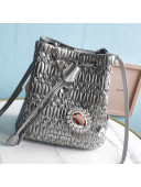 Miu Miu Matelasse Nappa Leather Bucket Bag 5BE050 Silver 2021