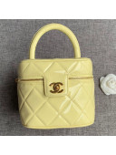 Chanel Quilted Patent Leather Vanity Case Cosmetic Bag Yellow 2019