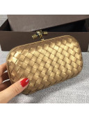 Bottega Veneta Small Lambskin Woven Knot Clutch Bronze Gold 