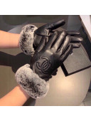 Chanel Lambskin and Rubbit Fur Gloves Black 2021 33