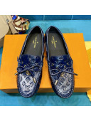 Louis Vuitton Gloria Monogram Leather Flat Loafer Dark Blue 2021