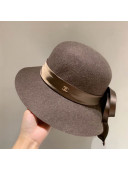 Chanel Wool Bucket Hat with Silk Bow Charm Coffee Brown 2020