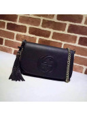 Gucci 336752 Soho Tassel Leather Chain Shoulder Bag Black