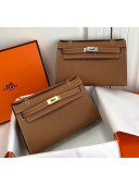 Hermes Mini Kelly 22 Clutch Bag in Epsom Leather(Half Handmade) Brown 