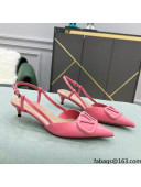 Valentino VLOGO SIGNATURE Patent Leather Slingback Pump with 4cm Heel Pink 2022