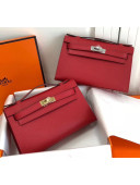 Hermes Mini Kelly 22 Clutch Bag in Epsom Leather(Half Handmade) Red