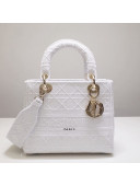 Dior Medium Lady D-Lite Embroidered Cannage Bag White 2021