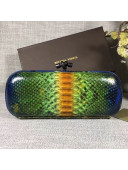 Bottega Veneta Large Snakeskin Woven Knot Clutch Blue/Orange/Gold