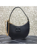 Valentino VLogo Palm-Grained Calfskin Hobo Bag 0707 Black 2021