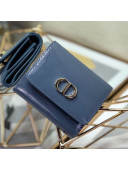 Dior Medium 30 Montaigne Lotus Patent Leather Wallet Blue 2019