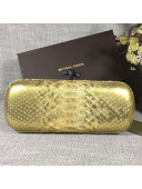 Bottega Veneta Large Snakeskin Woven Knot Clutch Gold Yellow