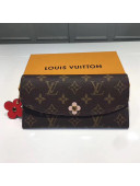 Louis Vuitton Monogram Canvas Emilie Wallet With Flower Charm M64202 Red