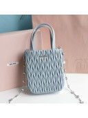 Miu Miu Matelasse Nappa Lambskin Mini Tote Bag 5BA220 Blue 2021