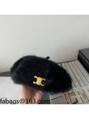 Celine Rabbit Fur Beret Hat Black 2021 110530