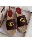 Gucci GG Matelassé Canvas Espadrille Sandal With Cord platform Chocolate 2020