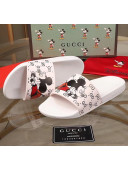 Gucci x Disney Mickey GG Print Rubber Flat Slide Sandals White 2020（For Women and Men）