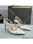 Valentino VLOGO SIGNATURE Patent Leather Slingback Pump with 8cm Heel White 2022