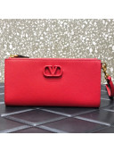 Valentino VLogo Grained Clutch 060 Red 2021