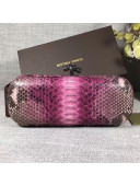 Bottega Veneta Large Snakeskin Woven Knot Clutch Pink/Grey