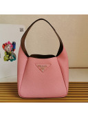 Prada Supple Calfskin Hobo Bag 1BC127 Pink 2020