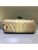 Bottega Veneta Large Snakeskin Woven Knot Clutch Gold/Grey