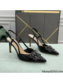 Valentino VLOGO SIGNATURE Patent Leather Slingback Pump with 8cm Heel Black 2022